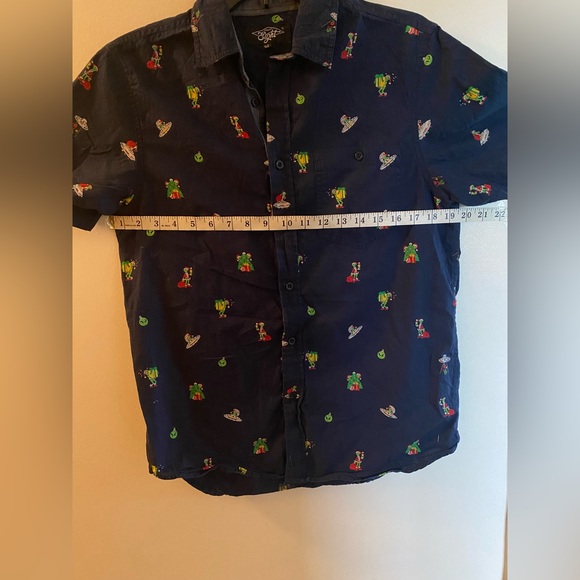 Eighty Eight Brand Christmas Short Sleeve Button Up Shirt - Navy (Size: Small) - Picture 5 of 9